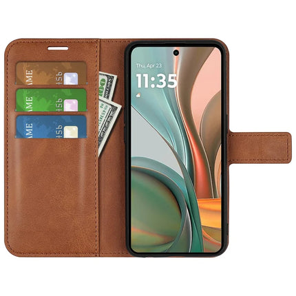 For Motorola Moto G75 5G Stand Case Anti-Scratch Calf Texture Leather Phone Cover