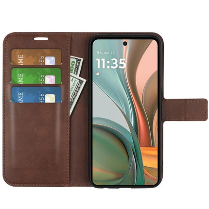 For Motorola Moto G75 5G Stand Case Anti-Scratch Calf Texture Leather Phone Cover