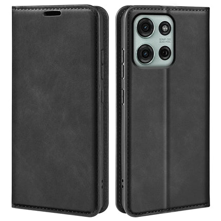 For Motorola Moto G75 5G Case Skin-Touch Leather Wallet Phone Cover - Black