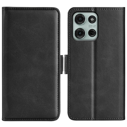 For Motorola Moto G75 5G Stand Case Calf Texture Leather Wallet Phone Cover - Black