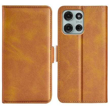 For Motorola Moto G75 5G Stand Case Calf Texture Leather Wallet Phone Cover - Yellow
