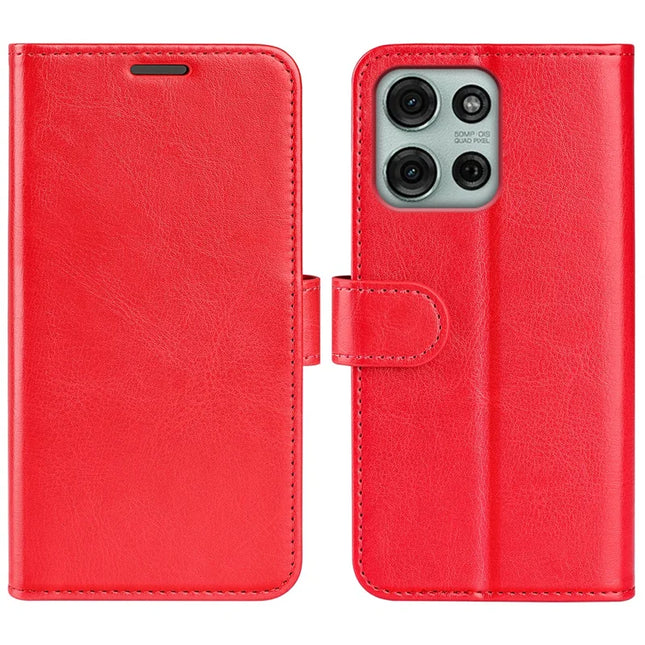 For Motorola Moto G75 5G Wallet Case Crazy Horse Texture Stand Leather Phone Cover - Red