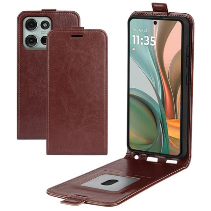 For Motorola Moto G75 5G Case with Card Slots Vertical Flip Leather Phone Cover