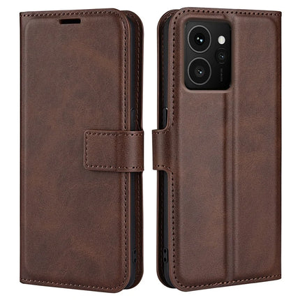 For HMD Skyline Stand Case Anti-Scratch Calf Texture Leather Phone Cover - Brown