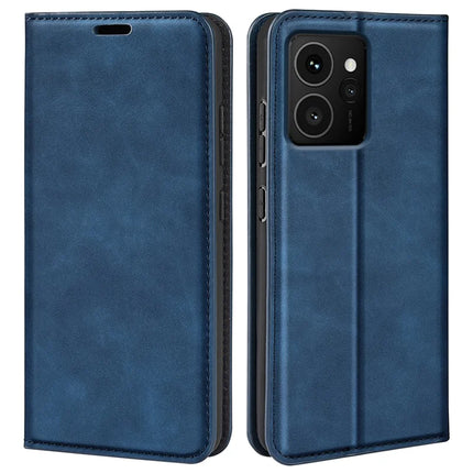 For HMD Skyline Case Skin-Touch Leather Wallet Phone Cover - Blue