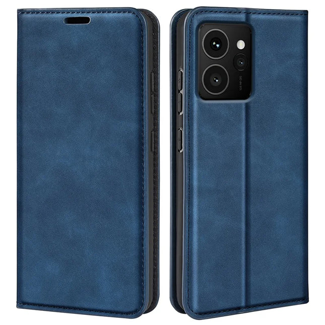 For HMD Skyline Case Skin-Touch Leather Wallet Phone Cover - Blue