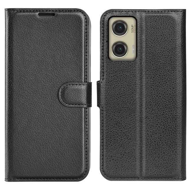 For Motorola Moto G Stylus 5G (2024) Case Litchi Texture Shockproof Leather Wallet Phone Cover - Black