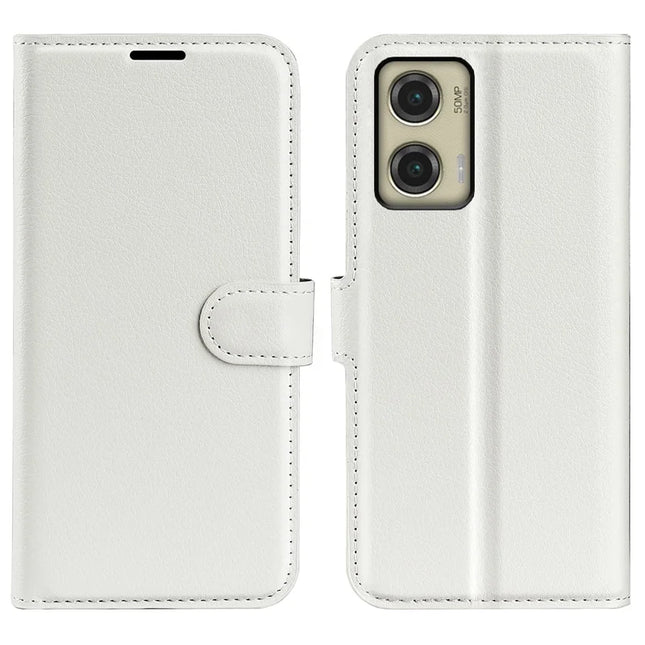 For Motorola Moto G Stylus 5G (2024) Case Litchi Texture Shockproof Leather Wallet Phone Cover - White
