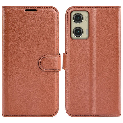 For Motorola Moto G Stylus 5G (2024) Case Litchi Texture Shockproof Leather Wallet Phone Cover - Brown