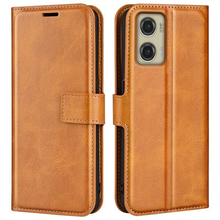 For Motorola Moto G Stylus 5G (2024) Stand Case Anti-Scratch Calf Texture Leather Phone Cover - Yellow