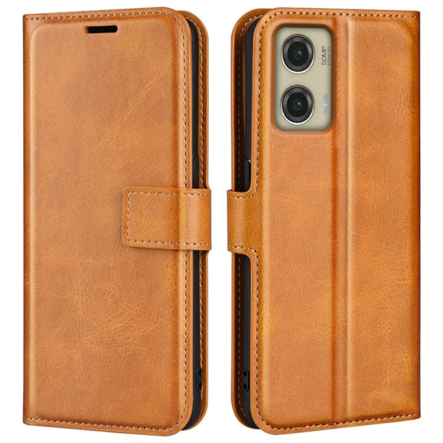 For Motorola Moto G Stylus 5G (2024) Stand Case Anti-Scratch Calf Texture Leather Phone Cover - Yellow