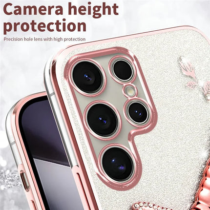 KADEM For Samsung Galaxy S23 Ultra Case Dragonfly Kickstand TPU Flowers Glitter Phone Cover