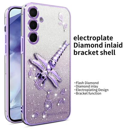 KADEM For Samsung Galaxy A05s 4G Case Dragonfly Kickstand TPU Flowers Glitter Phone Cover