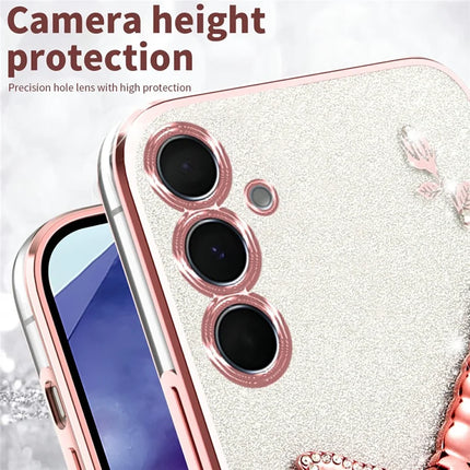 KADEM For Samsung Galaxy A05s 4G Case Dragonfly Kickstand TPU Flowers Glitter Phone Cover