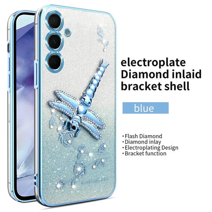 KADEM For Samsung Galaxy A15 5G  /  4G Case Dragonfly Kickstand TPU Flowers Glitter Phone Cover
