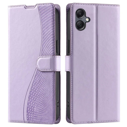 For Samsung Galaxy A05 4G Case Dots Imprinted PU Leather Flip Phone Cover with Card Slot, Strap - Purple