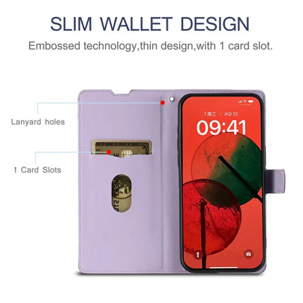 For Samsung Galaxy A05 4G Case Dots Imprinted PU Leather Flip Phone Cover with Card Slot, Strap