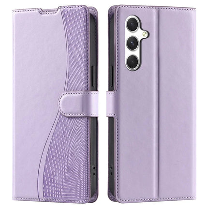 For Samsung Galaxy A05s 4G Case Dots Imprinted PU Leather Flip Phone Cover with Card Slot, Strap - Purple