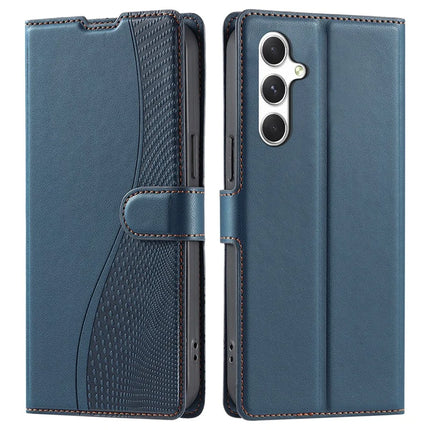 For Samsung Galaxy A54 5G Case Dots Imprinted PU Leather Flip Phone Cover with Card Slot, Strap - Blue