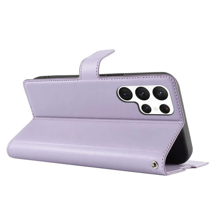 For Samsung Galaxy S23 Ultra Case Dots Imprinted PU Leather Flip Phone Cover with Card Slot, Strap