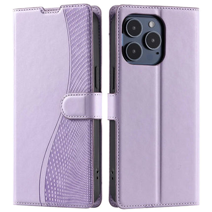 For iPhone 16 Pro Max Case Dots Imprinted PU Leather Flip Phone Cover with Card Slot, Strap - Purple