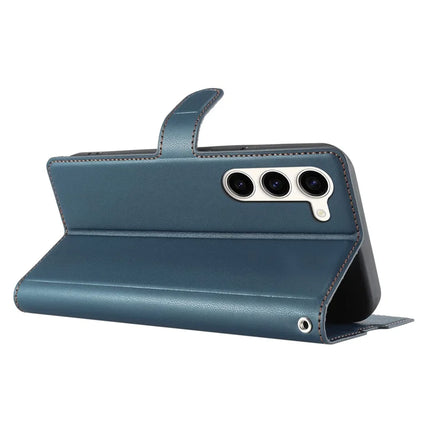 For Samsung Galaxy S23 Case Dots Imprinted PU Leather Flip Phone Cover with Card Slot, Strap