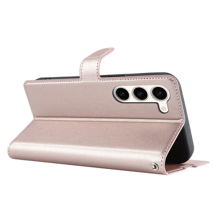 For Samsung Galaxy S23 Case Dots Imprinted PU Leather Flip Phone Cover with Card Slot, Strap