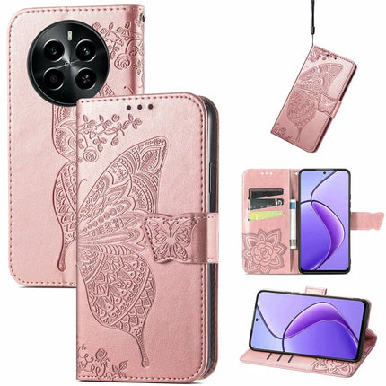 For Realme 13+ 5G (Global) / 13 Pro 5G (China) Case PU Leather Wallet Phone Cover Butterfly Pattern
