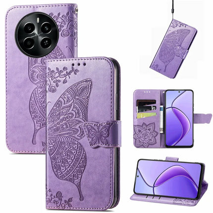 For Realme 13+ 5G (Global) / 13 Pro 5G (China) Case PU Leather Wallet Phone Cover Butterfly Pattern