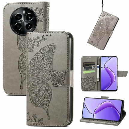 For Realme 13+ 5G (Global) / 13 Pro 5G (China) Case PU Leather Wallet Phone Cover Butterfly Pattern