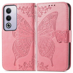 For Oppo A80 5G Case PU Leather Wallet Phone Cover Butterfly Pattern - Pink