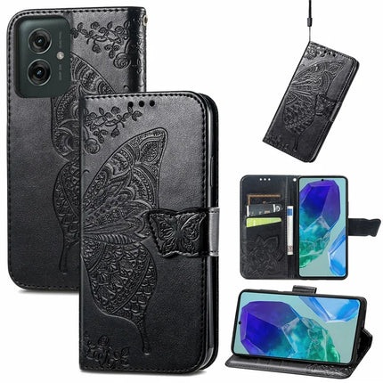 For Motorola Moto G55 5G Case PU Leather Wallet Phone Cover Butterfly Pattern