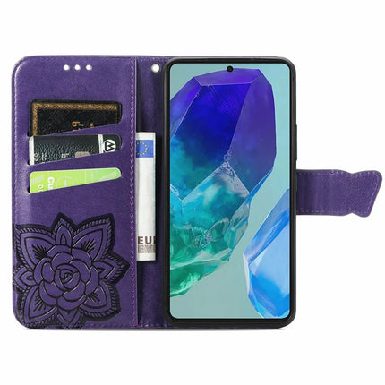 For Motorola Moto G55 5G Case PU Leather Wallet Phone Cover Butterfly Pattern