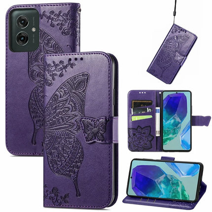 For Motorola Moto G55 5G Case PU Leather Wallet Phone Cover Butterfly Pattern