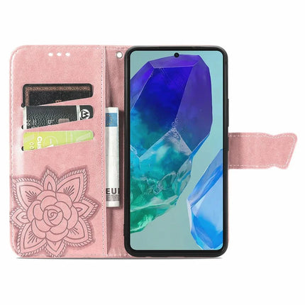 For Motorola Moto G55 5G Case PU Leather Wallet Phone Cover Butterfly Pattern