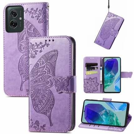 For Motorola Moto G55 5G Case PU Leather Wallet Phone Cover Butterfly Pattern