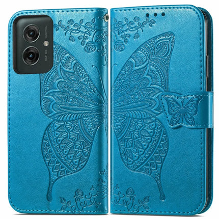 For Motorola Moto G55 5G Case PU Leather Wallet Phone Cover Butterfly Pattern - Blue