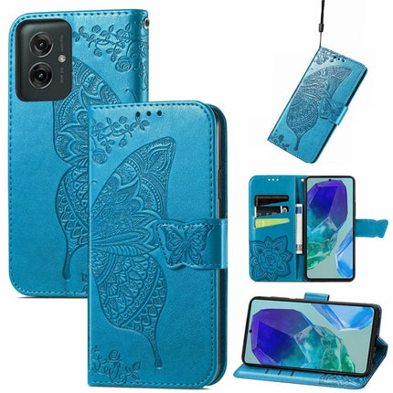 For Motorola Moto G55 5G Case PU Leather Wallet Phone Cover Butterfly Pattern