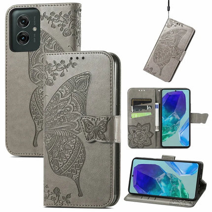 For Motorola Moto G55 5G Case PU Leather Wallet Phone Cover Butterfly Pattern