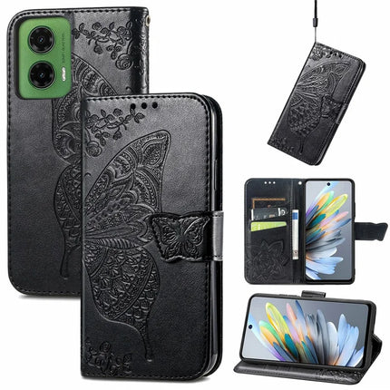 For Motorola Moto G35 5G Case PU Leather Wallet Phone Cover Butterfly Pattern