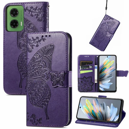 For Motorola Moto G35 5G Case PU Leather Wallet Phone Cover Butterfly Pattern