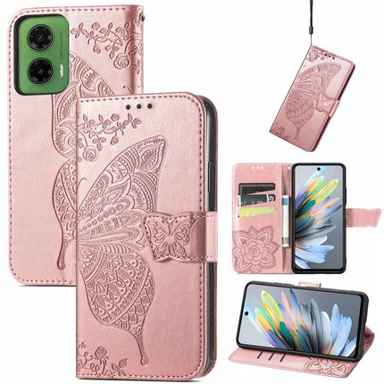 For Motorola Moto G35 5G Case PU Leather Wallet Phone Cover Butterfly Pattern