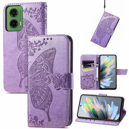 For Motorola Moto G35 5G Case PU Leather Wallet Phone Cover Butterfly Pattern