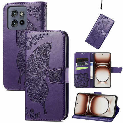 For Motorola Edge 50 Neo 5G / Moto S50 5G / Thinkphone 25 5G Case PU Leather Wallet Phone Cover Butterfly Pattern