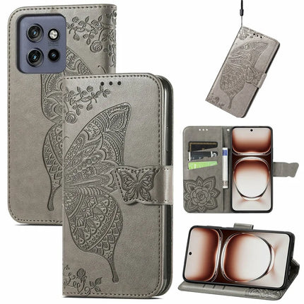 For Motorola Edge 50 Neo 5G / Moto S50 5G / Thinkphone 25 5G Case PU Leather Wallet Phone Cover Butterfly Pattern