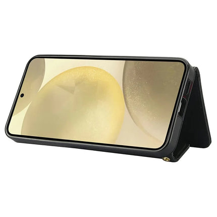 For Samsung Galaxy S23 FE Case Card Holders RFID Blocking PU Leather+TPU Phone Cover with Shoulder Strap