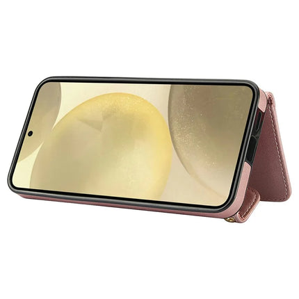 For Samsung Galaxy S23 FE Case Card Holders RFID Blocking PU Leather+TPU Phone Cover with Shoulder Strap
