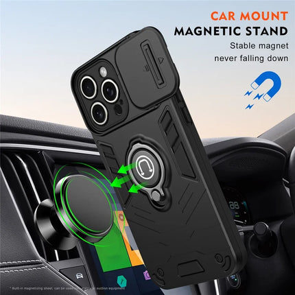 For iPhone 16 Pro Max Case Slide Camshield Kickstand PC+TPU Phone Cover