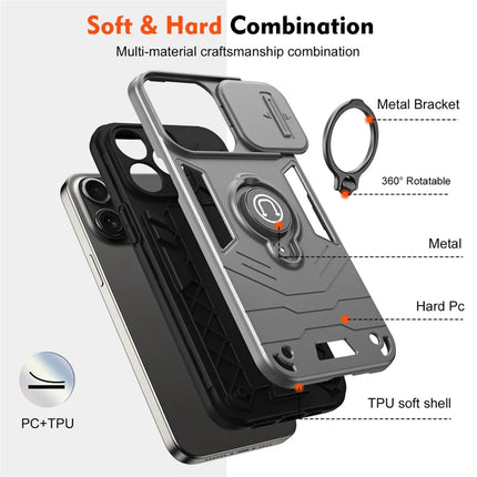 For iPhone 16 Pro Max Case Slide Camshield Kickstand PC+TPU Phone Cover