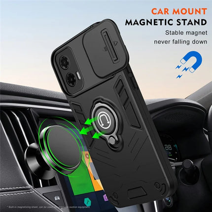 For Motorola Moto G35 5G Case Slide Camshield Kickstand PC+TPU Phone Cover